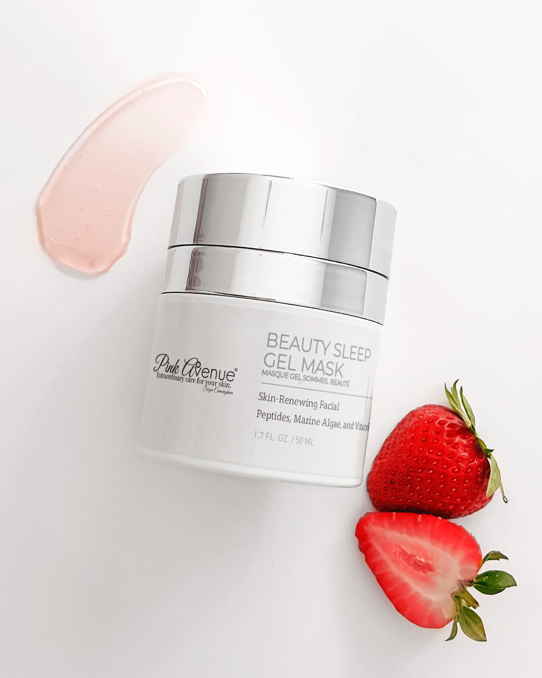Beauty Sleep Gel Mask application - anti-aging overnight facial mask with peptides and marine algae for intense hydration and skin barrier strengthening, ideal for dry and mature skin types, shipped from Toronto, Canada