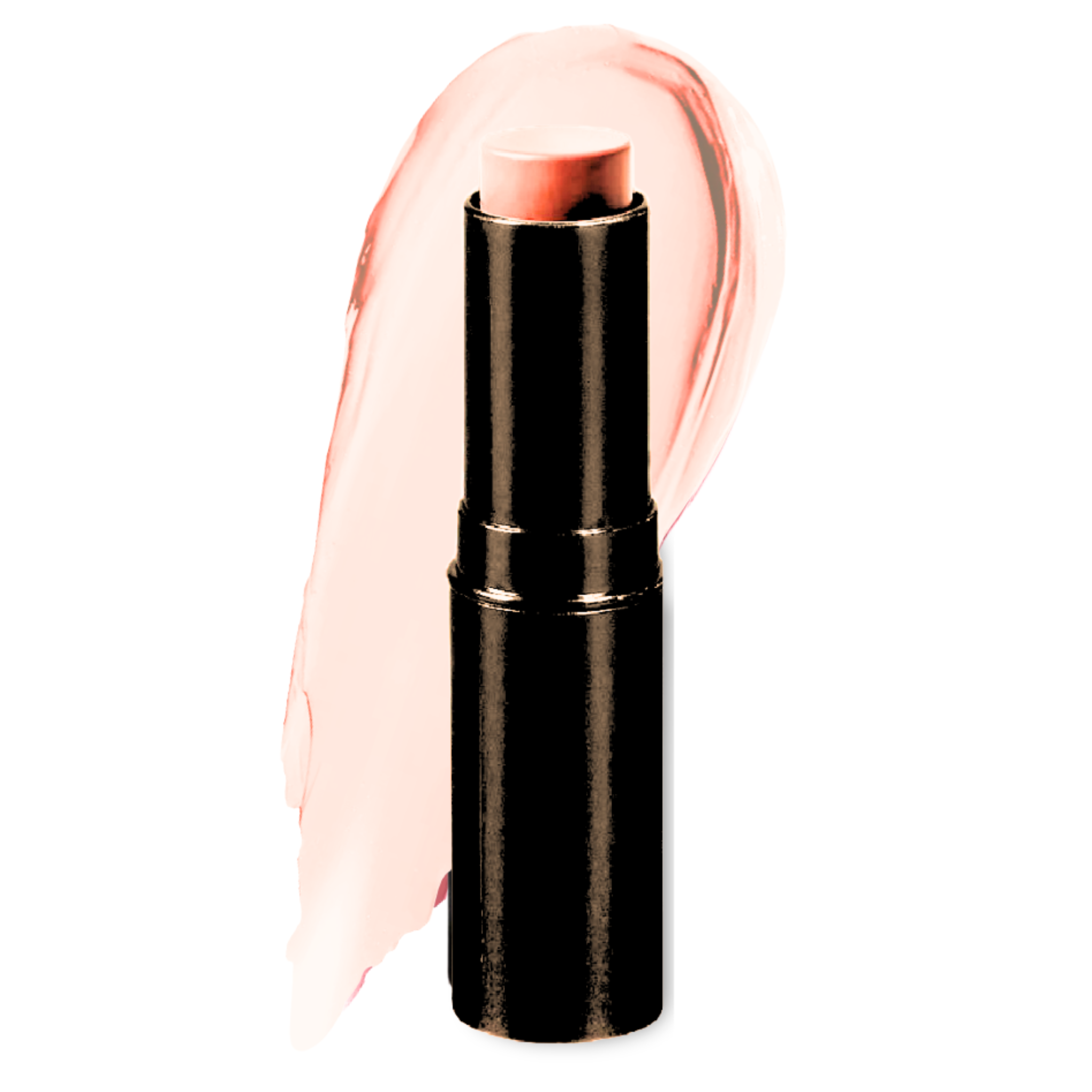 Lipstick with rose gold casing on a white background