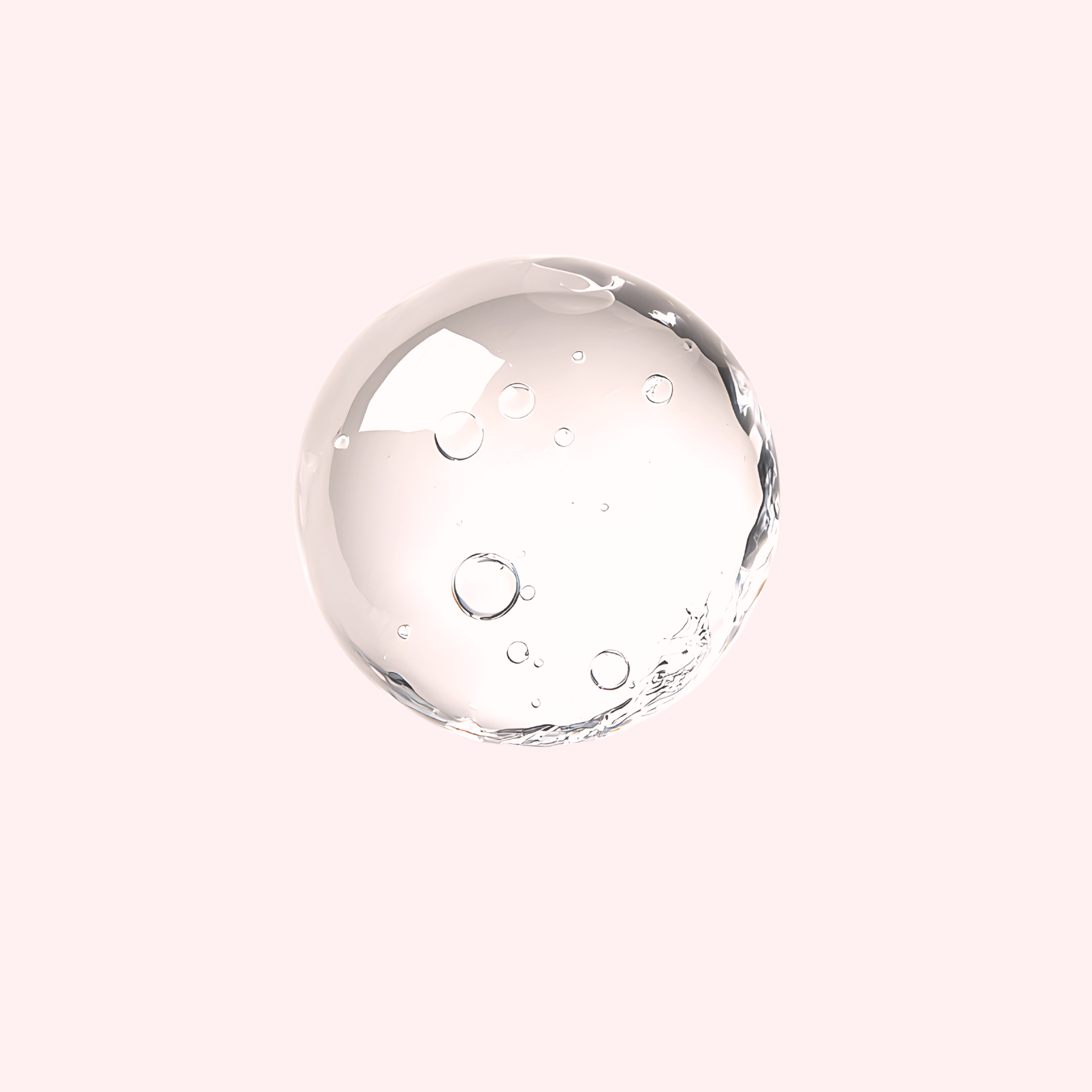 Clear serum droplets on a light pink background