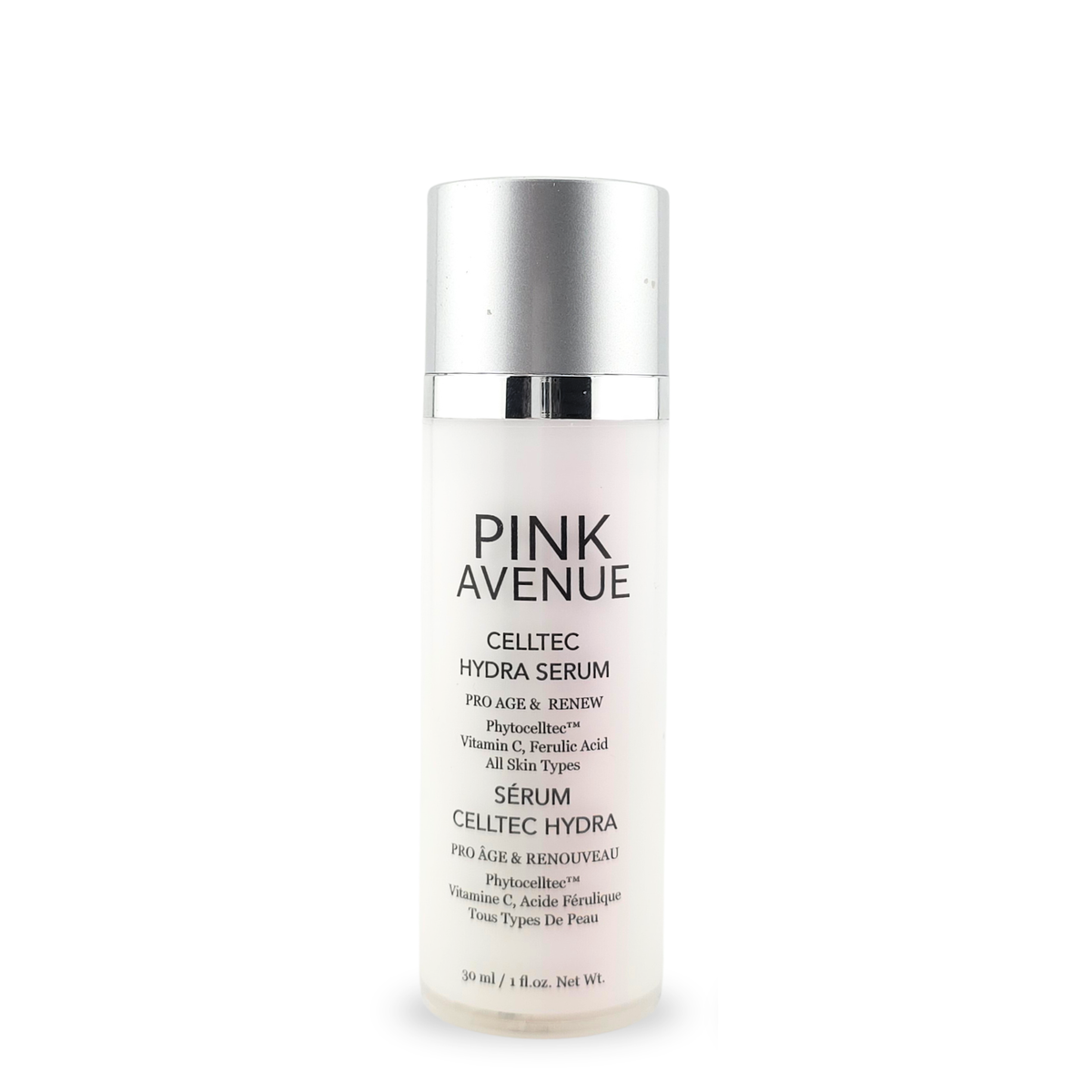 Pink Avenue Celltec Hydra Serum on a white background