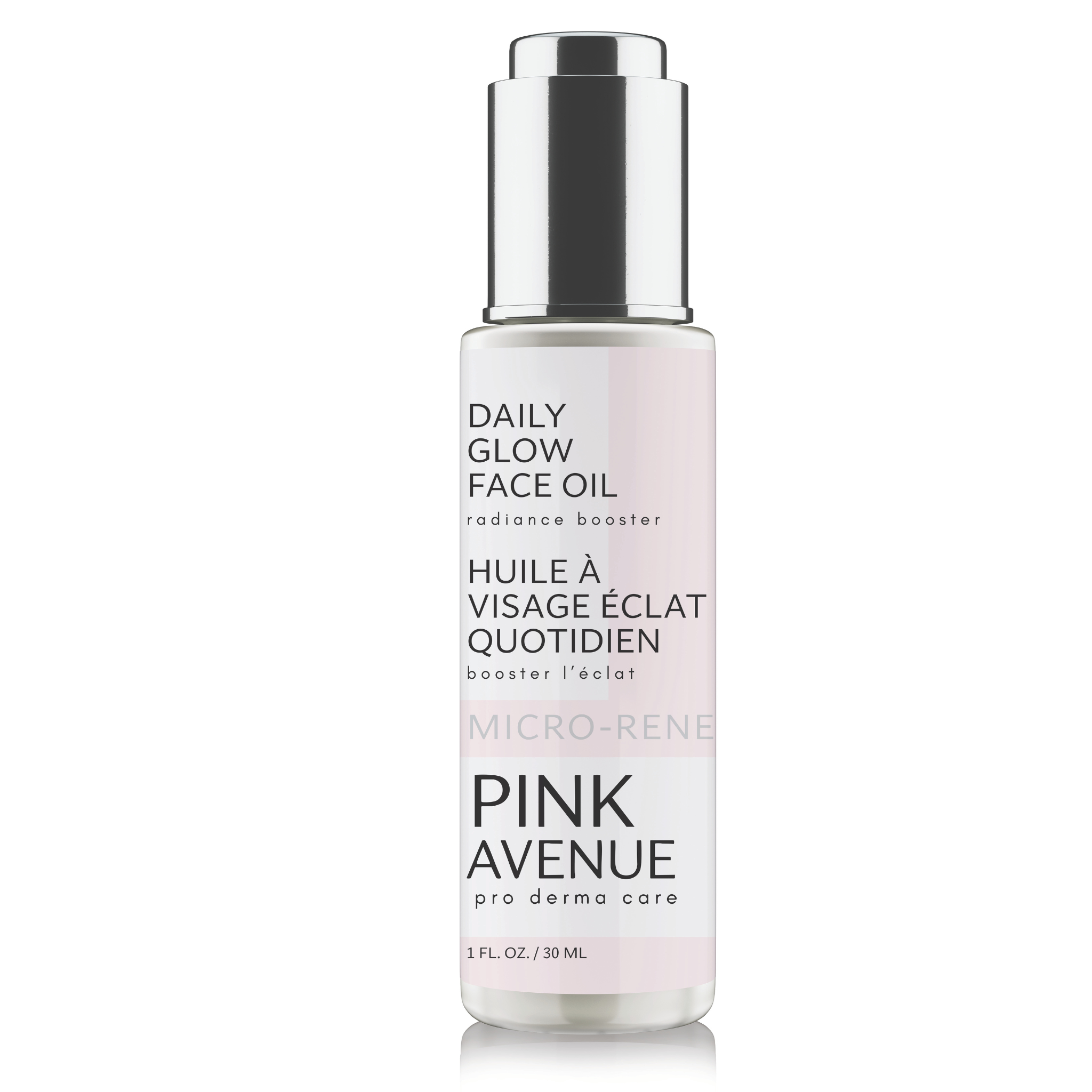 Pink Avenue Daily Glow Face Oil bottle on a white background