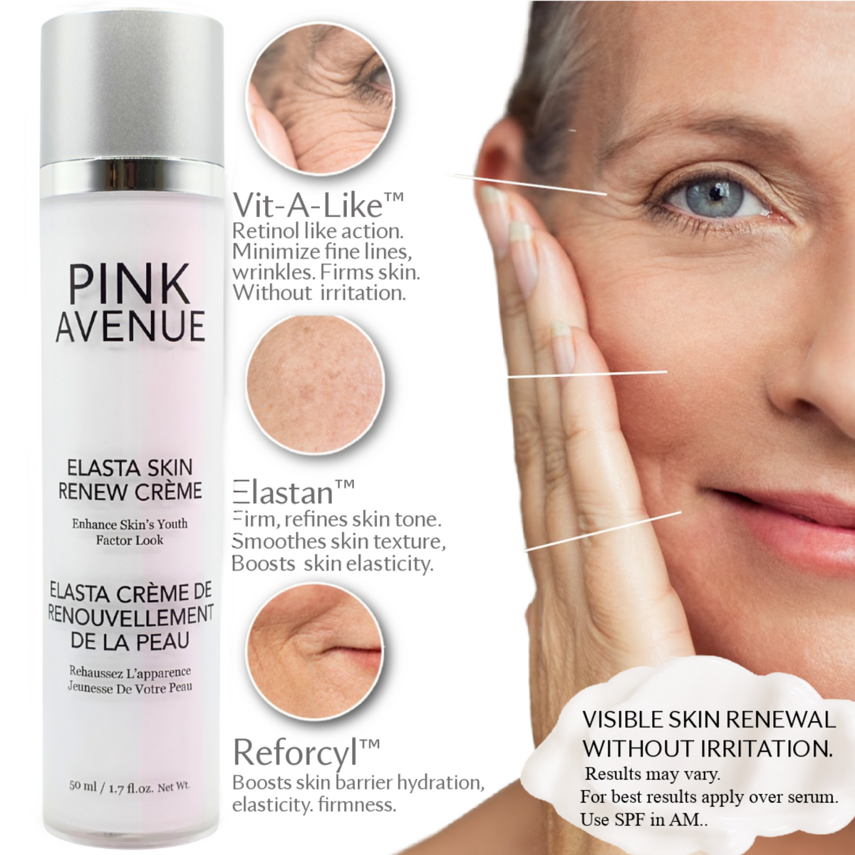 Pink Avenue Elasta Skin Renewal Cream, Made in Canada Toronto