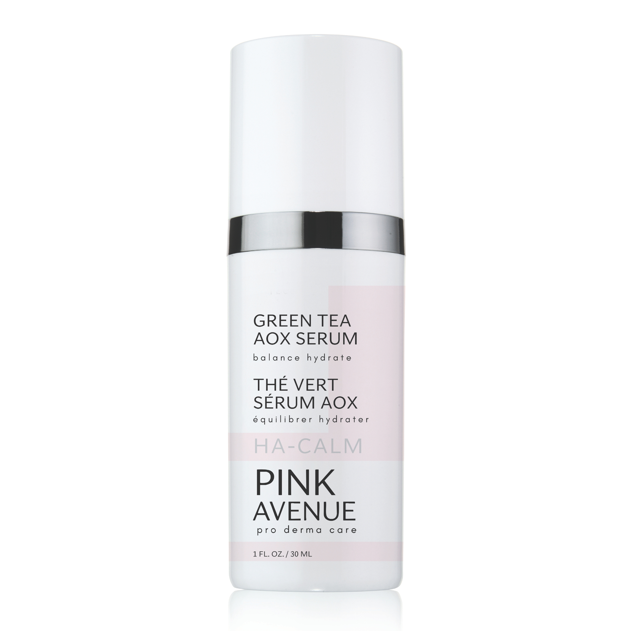 Green Tea AOX Serum bottle by Pink Avenue on a white background