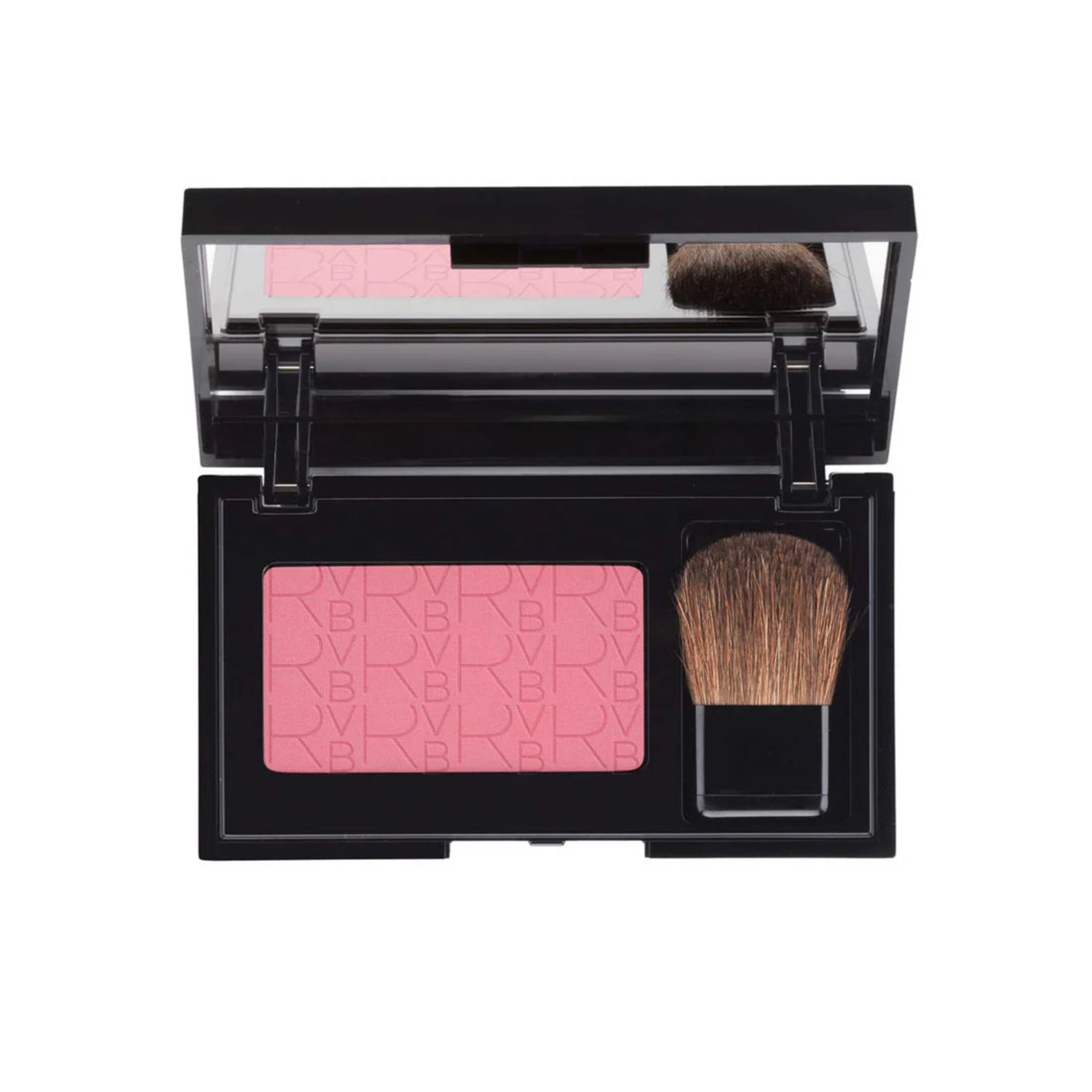 Makeup blush compact with brush on a white background