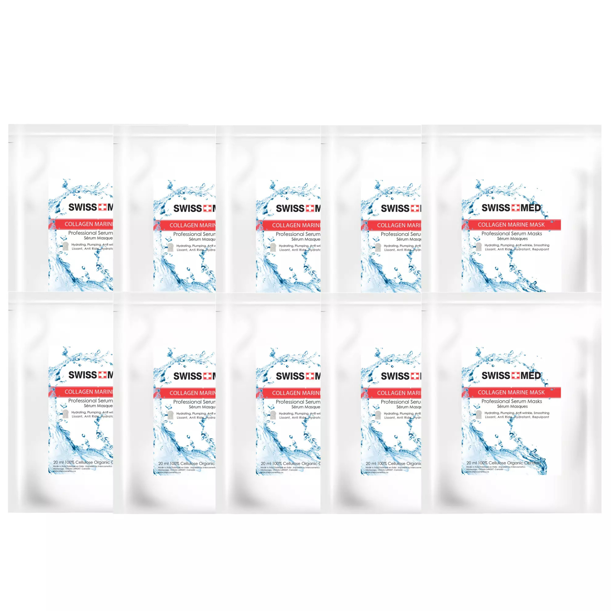Multiple packages of Swiss Med Collagen Peptide Powder on a white background