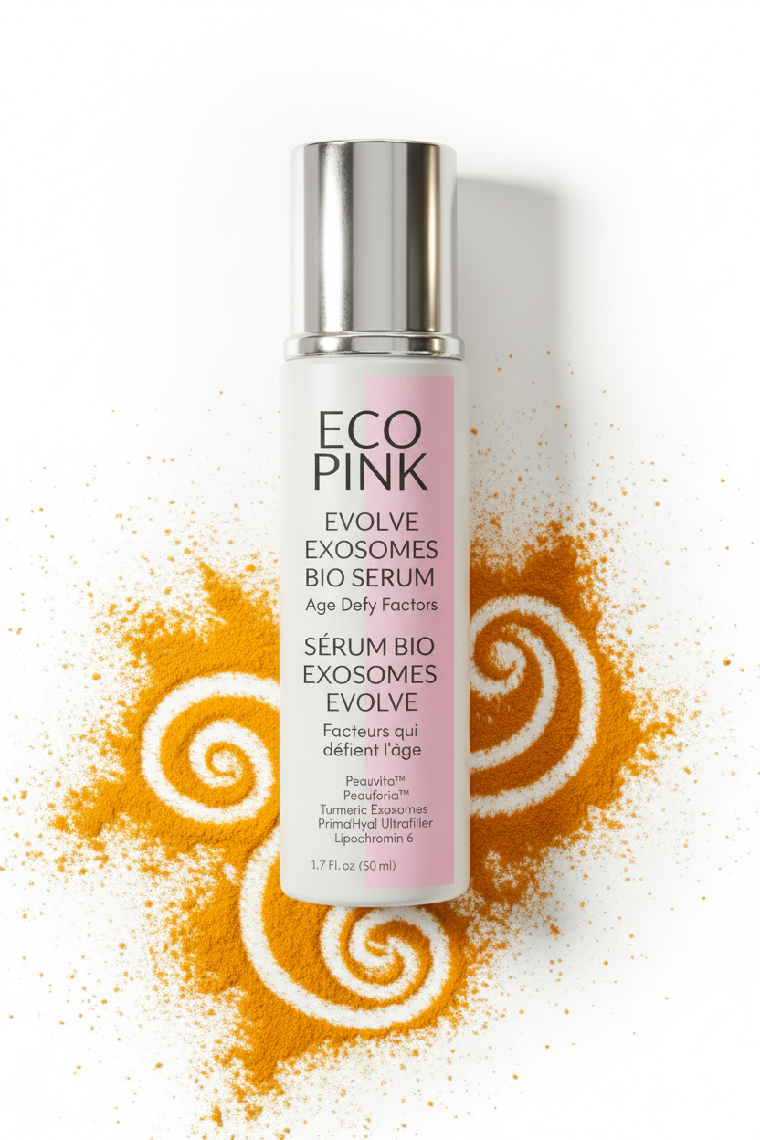 Eco Pink Evolve Exosomes Bio Serum on Pure White Background