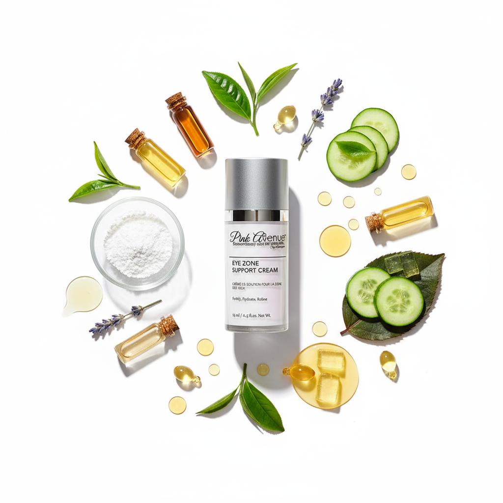 Pink Avenue Eye Zone Support Cream Ingredients Flat Lay