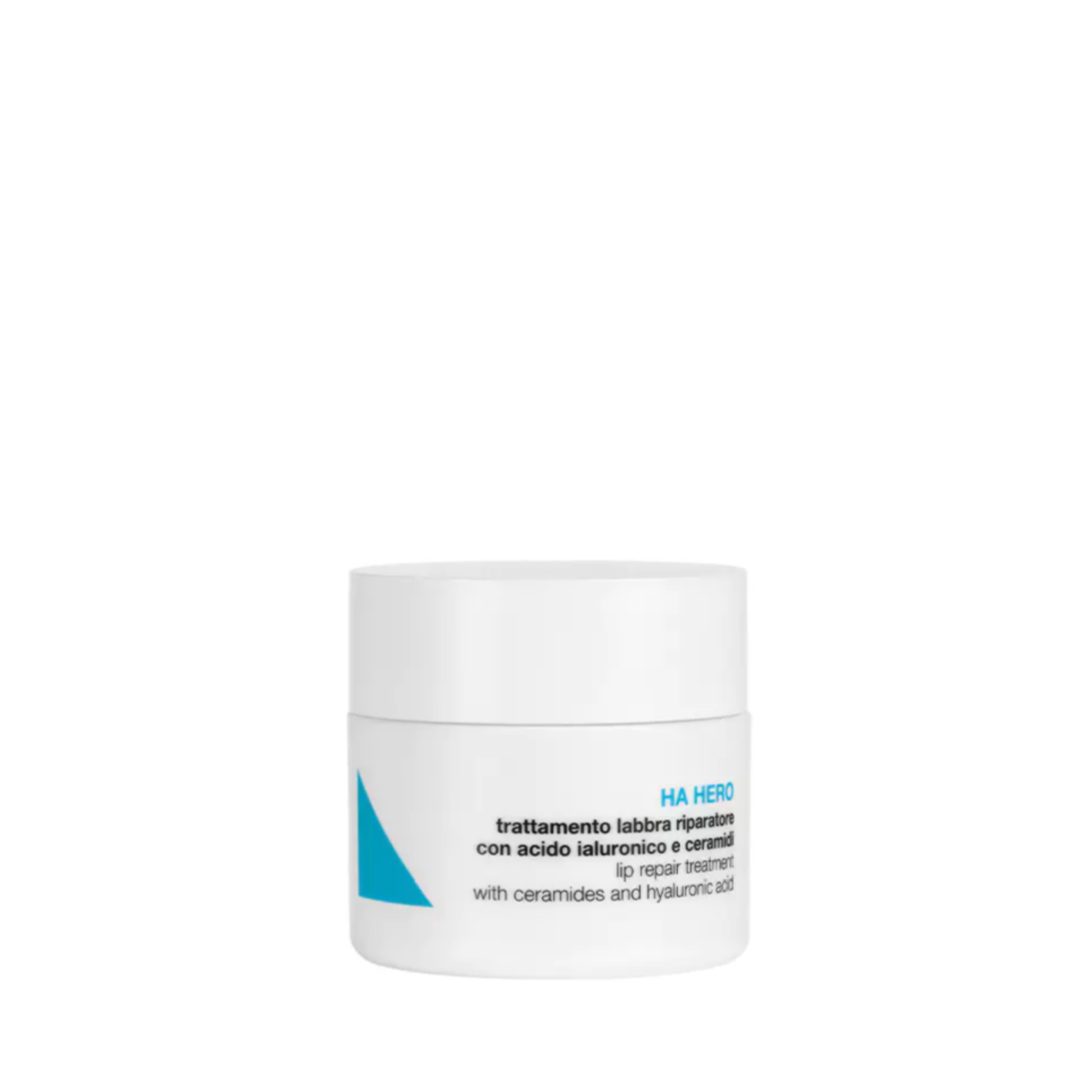 White jar with blue label on a white background. DDP lip cream 
