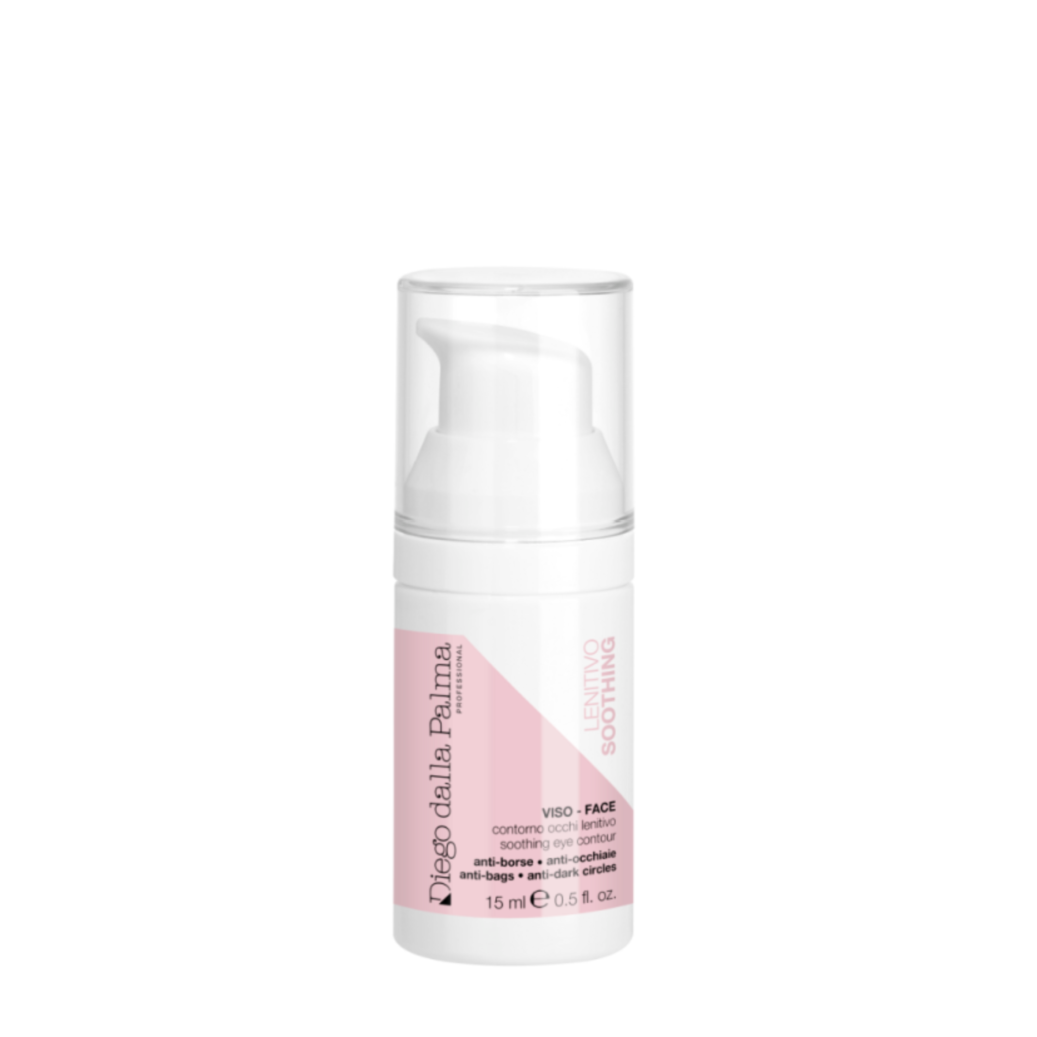 Skincare bottle with pink label on a white background