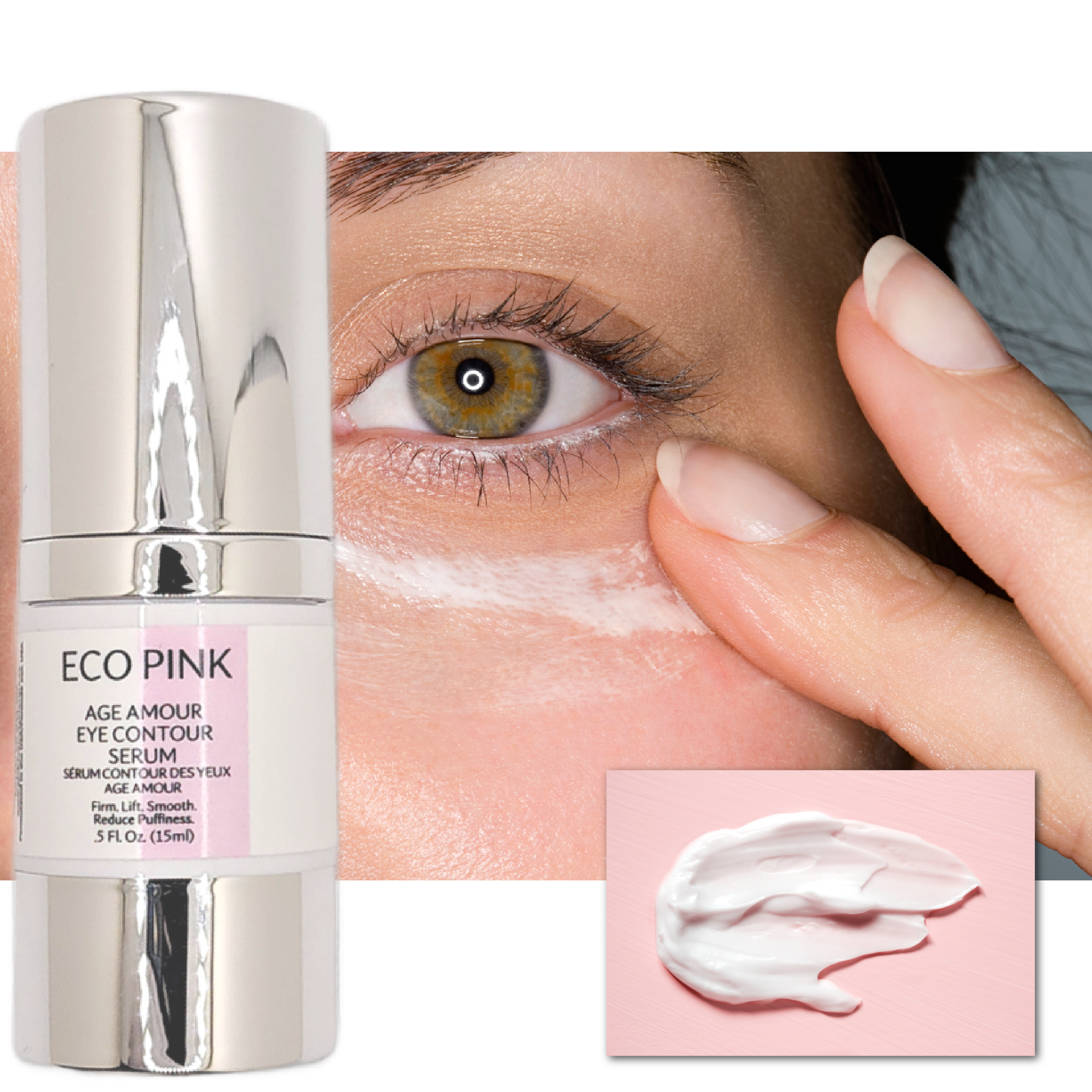 Best eye cream, droopy lids, Eye Contour Serum, Eco Pink. Toronto Canada