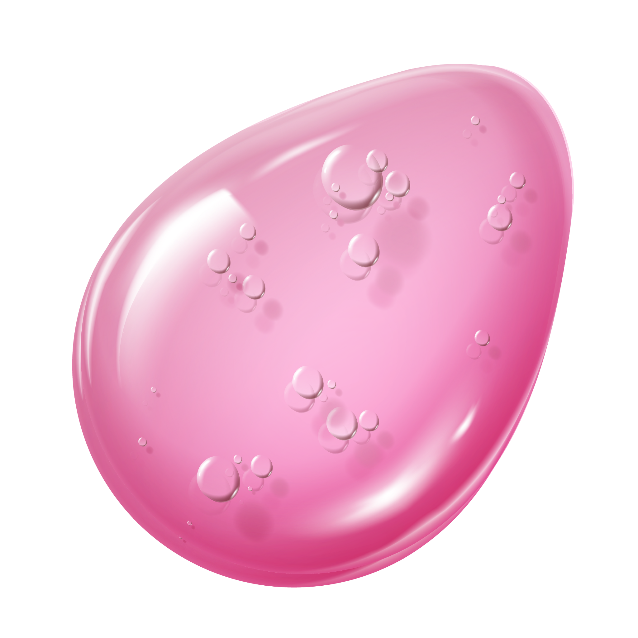 Pink gel with bubbles on a white background