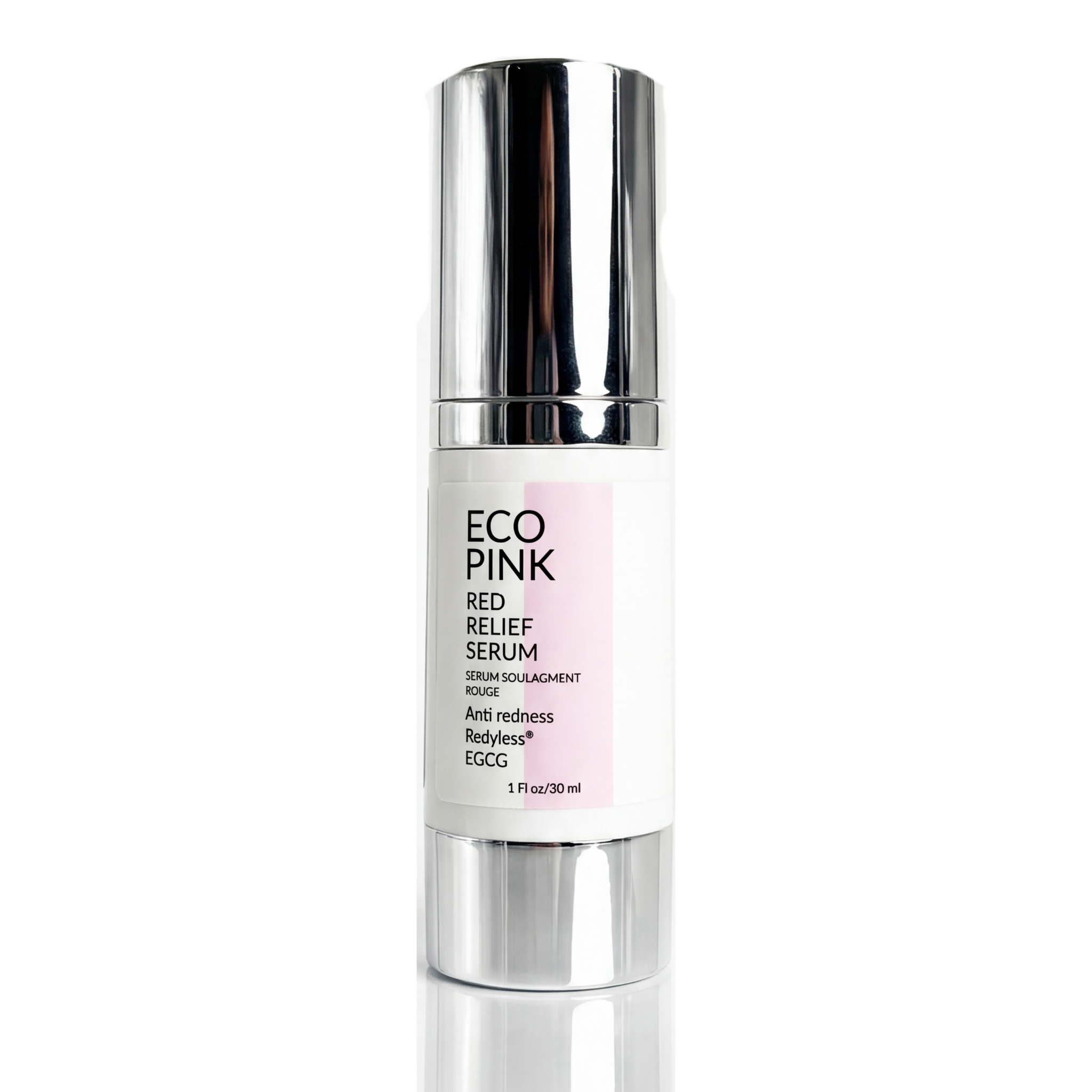 Eco Pink Red Relief Serum bottle on a white background