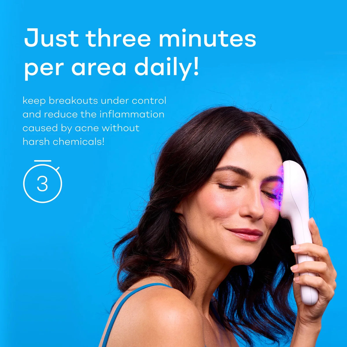 LightStim for Acne 3-minute daily treatment on the forehead