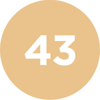 Number 43 inside a beige circle