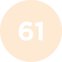 Beige circle with the number 61 inside on a beige background