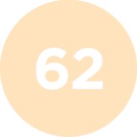 Beige circle with the number 62 inside