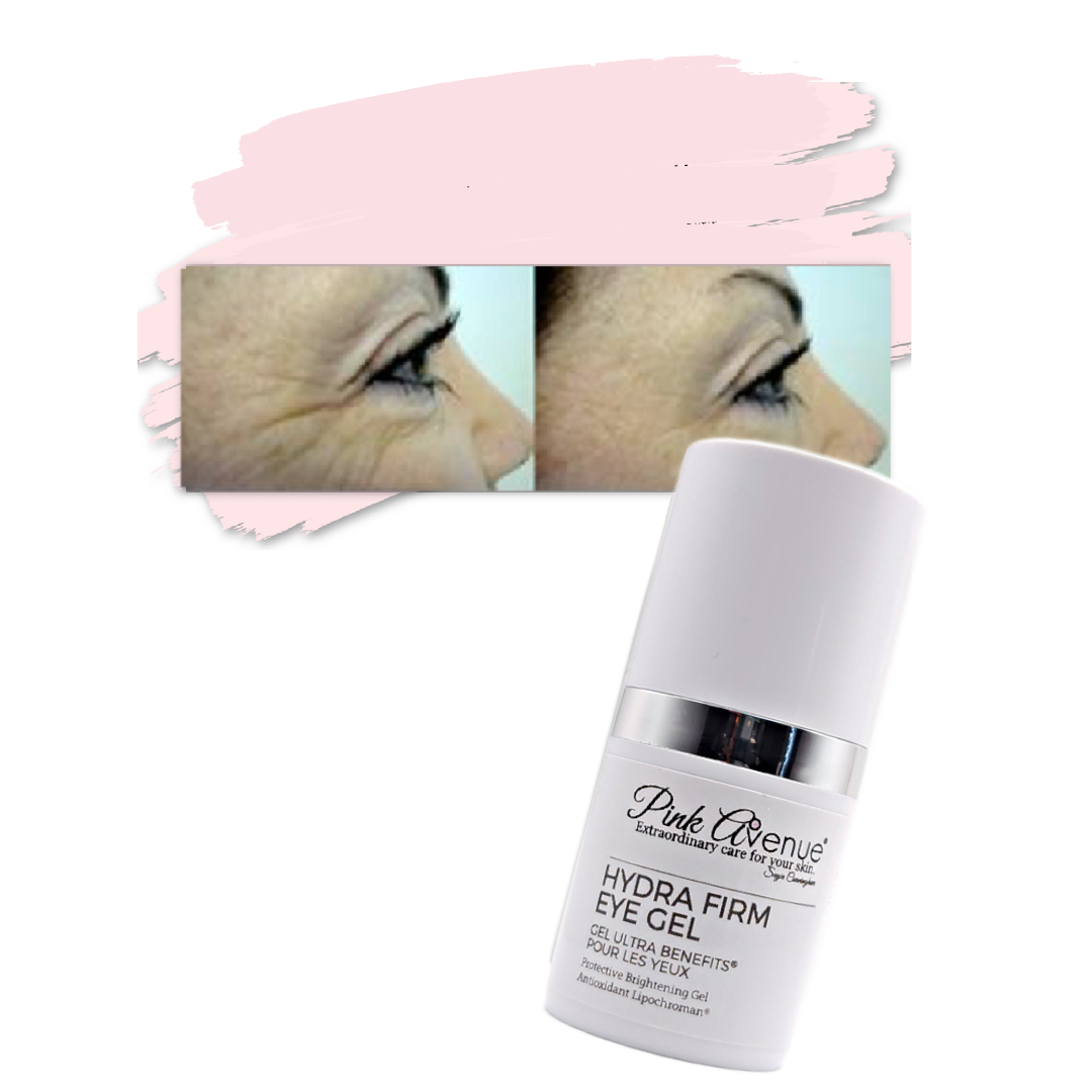 Gel dưỡng mắt Pink Avenue Hydra Firm trước và sau, , Dermatologist Formulad , Toronto, Canada
