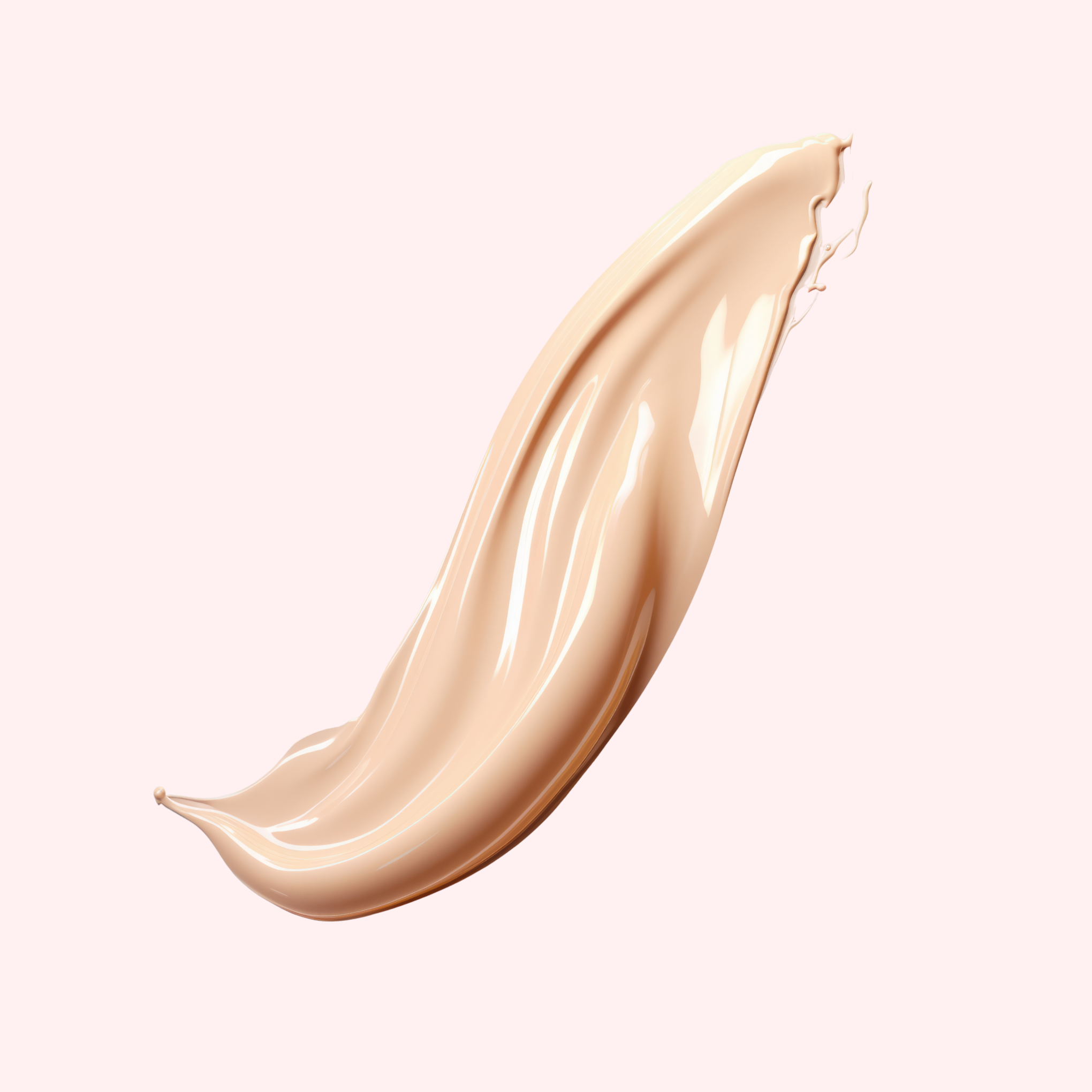 Beige cosmetic cream swatch on a light pink background