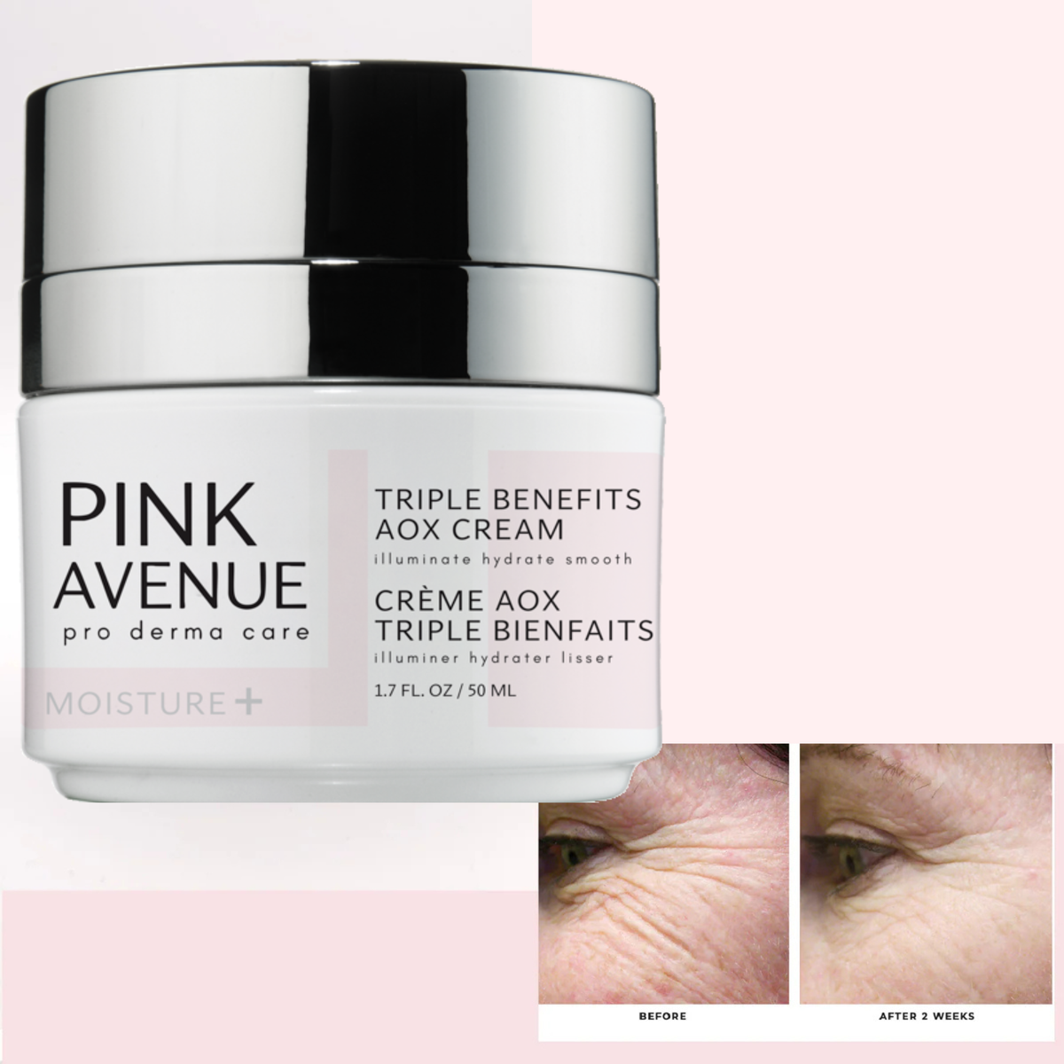 Vizaĝkremo AOX kun triobla avantaĝo de Pink Avenue 50ml