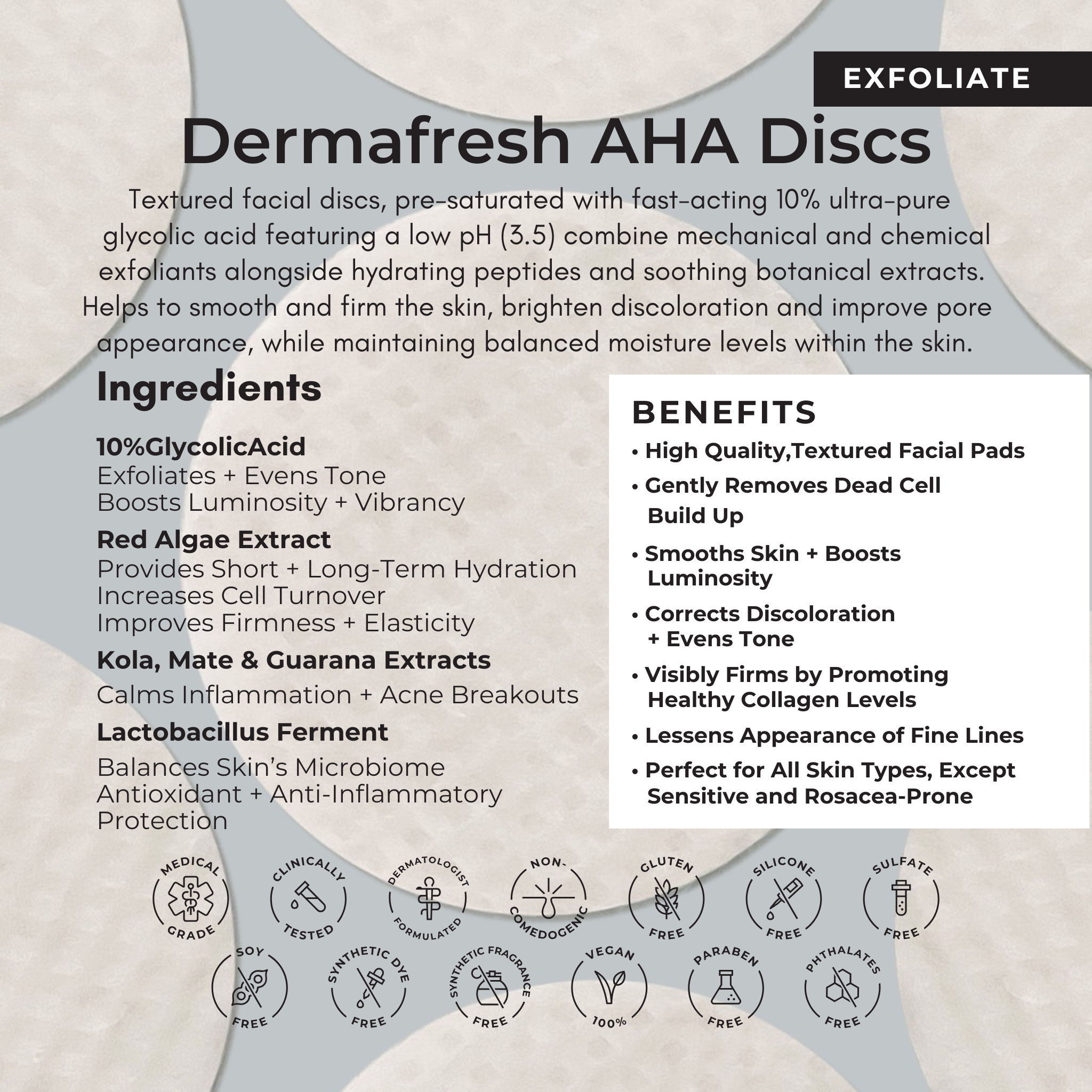 Pink Avenue DermaFresh AHA Discs - 10 Minute Peel  - 60