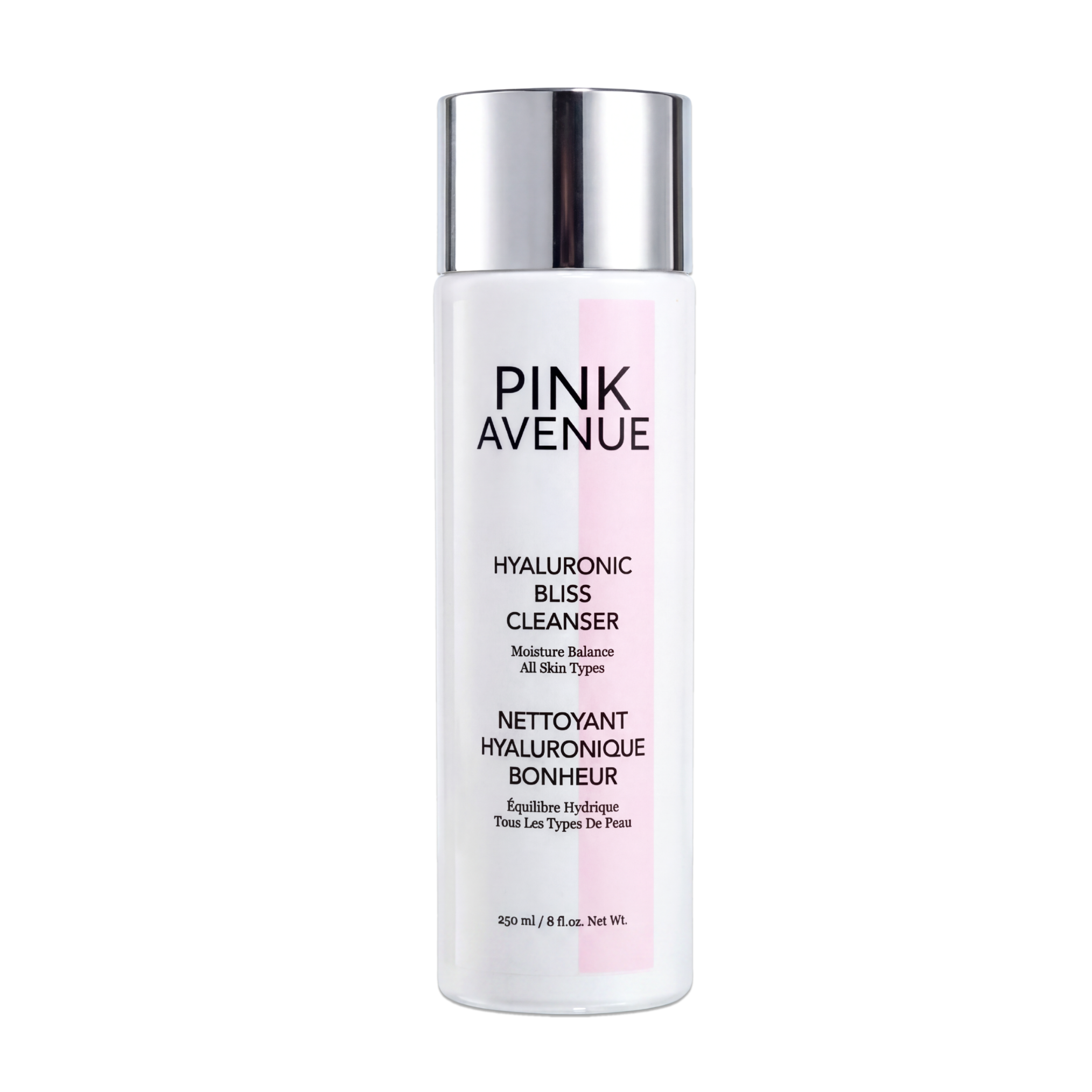 Pink Avenue Hyaluronic Bliss Cleanser bottle on a white background