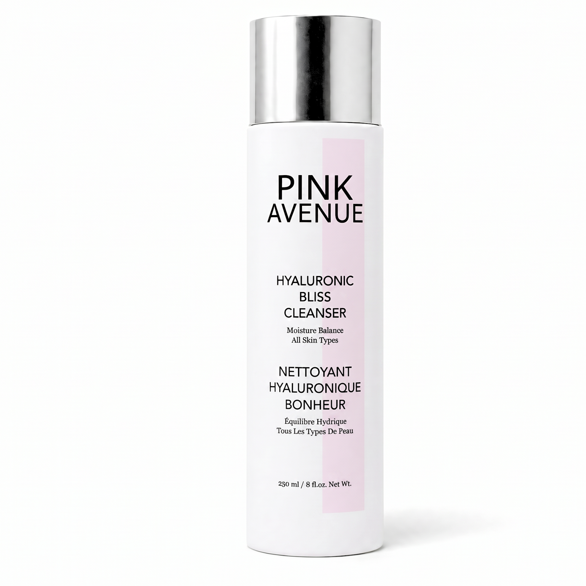 Pink Avenue Hyaluronic Bliss Cleanser bottle on a white background