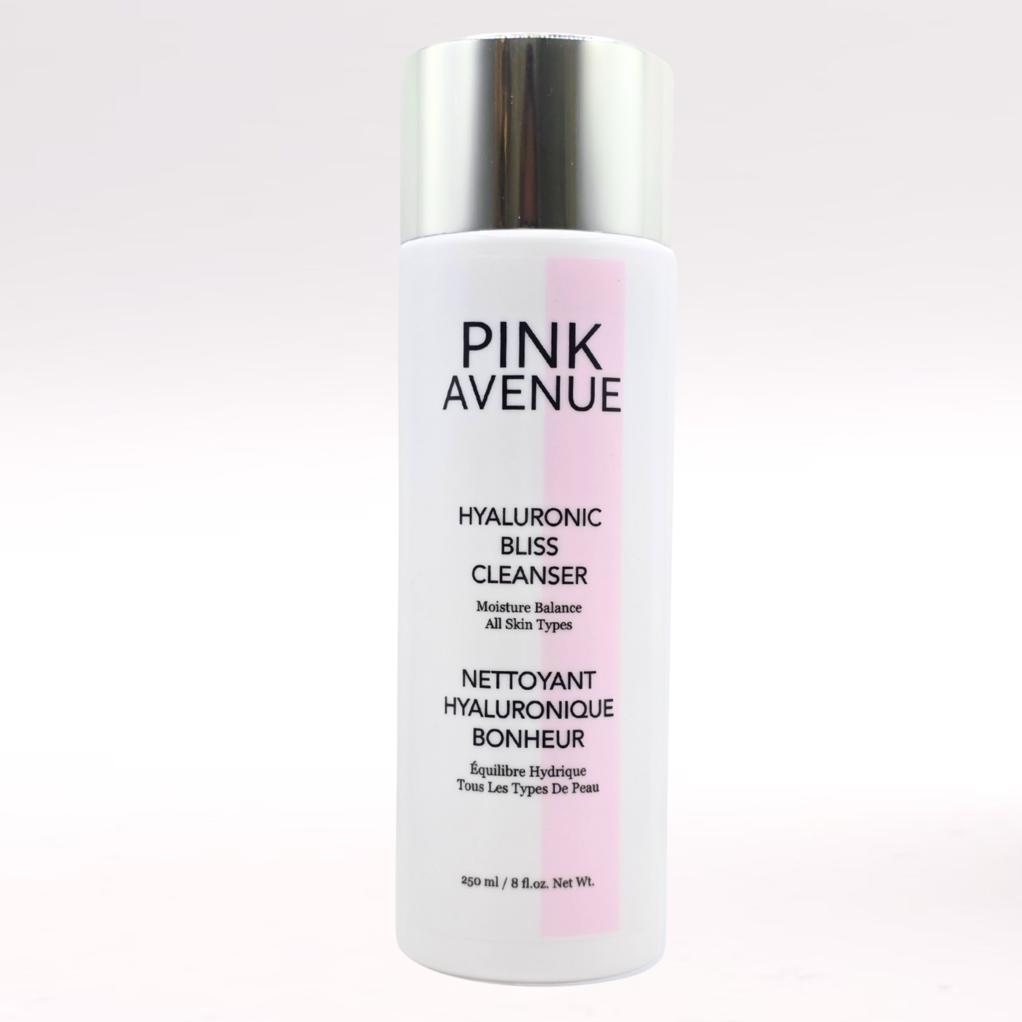 Pink Avenue HYaluronic Bliss Cleanser on a pale pink background 