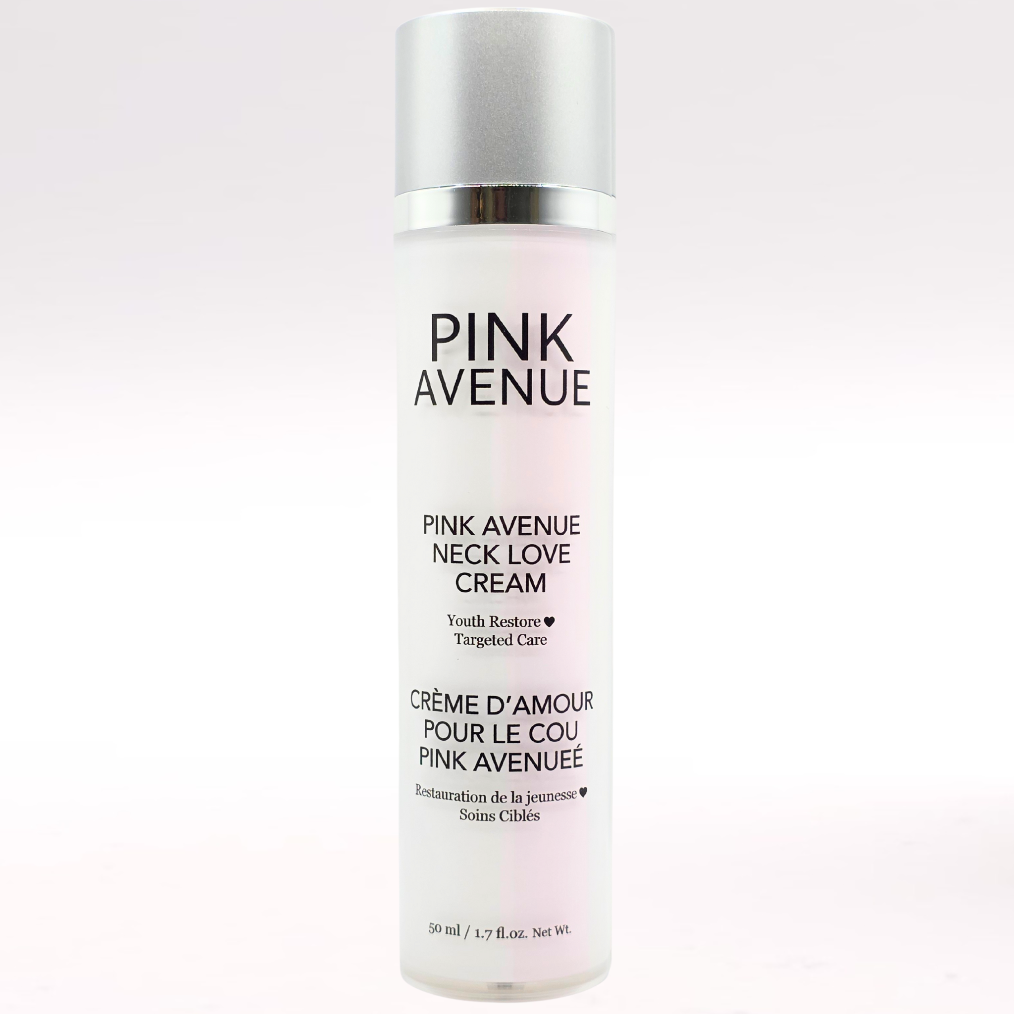 Pink Avenue Neck Love Cream on white background 