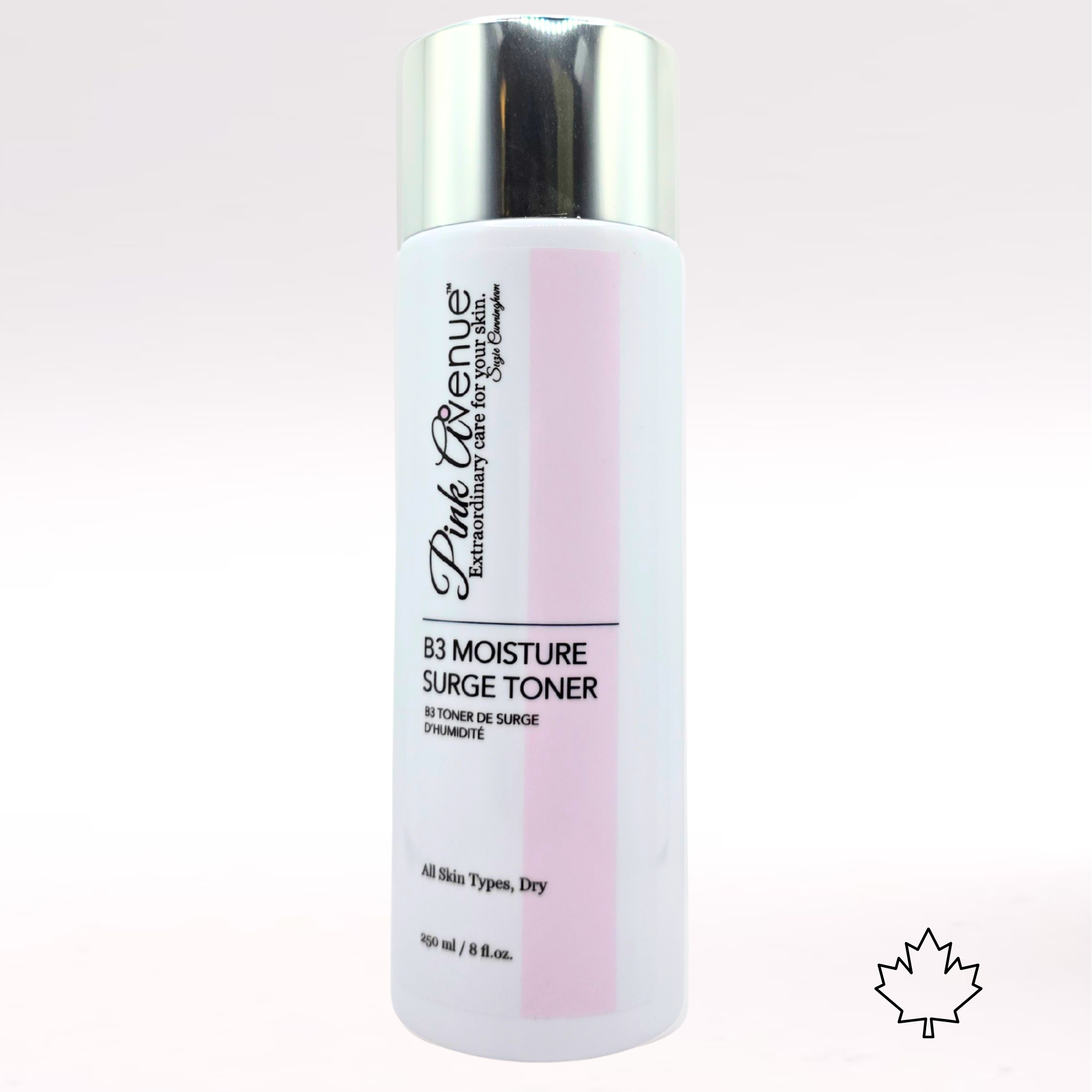 Pink Avenue B3 Moisture Surge Toner bottle on a white background