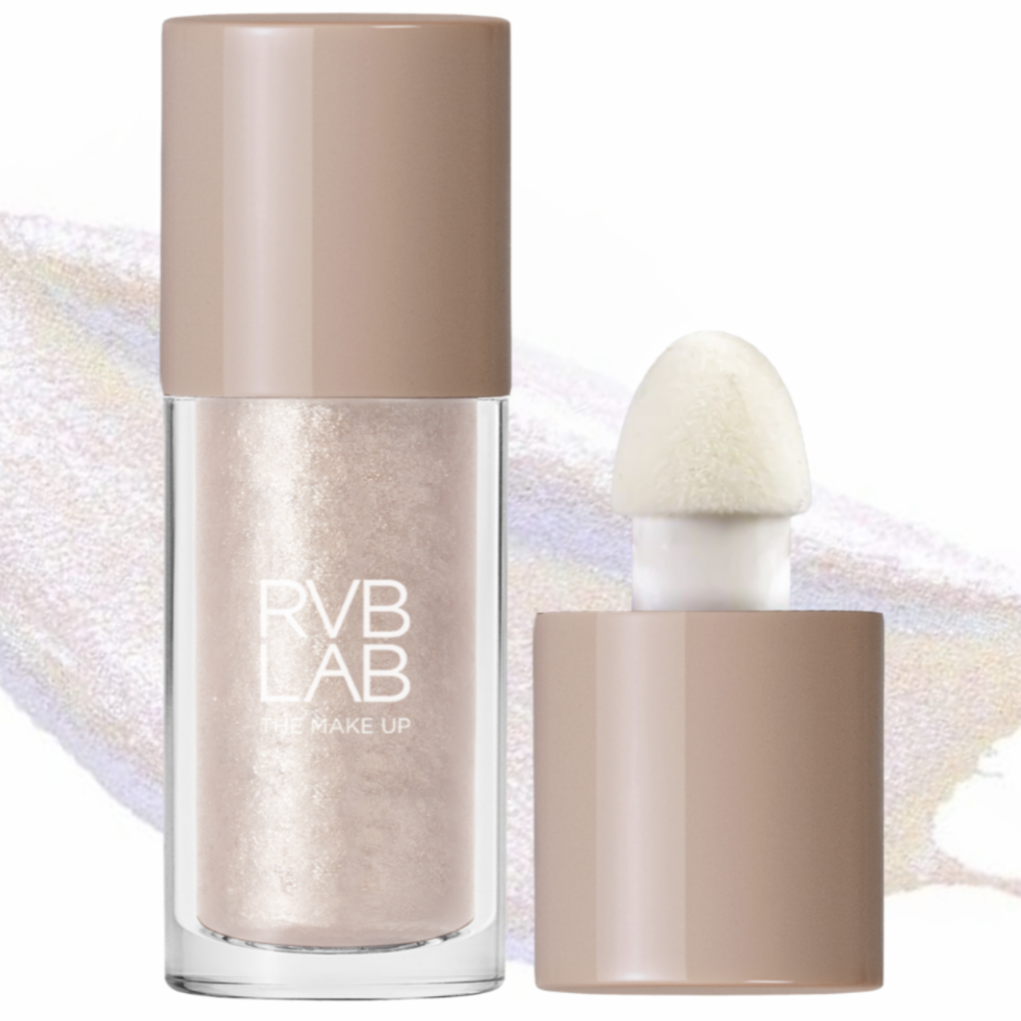 RVB LAB makeup product with brush on a white background