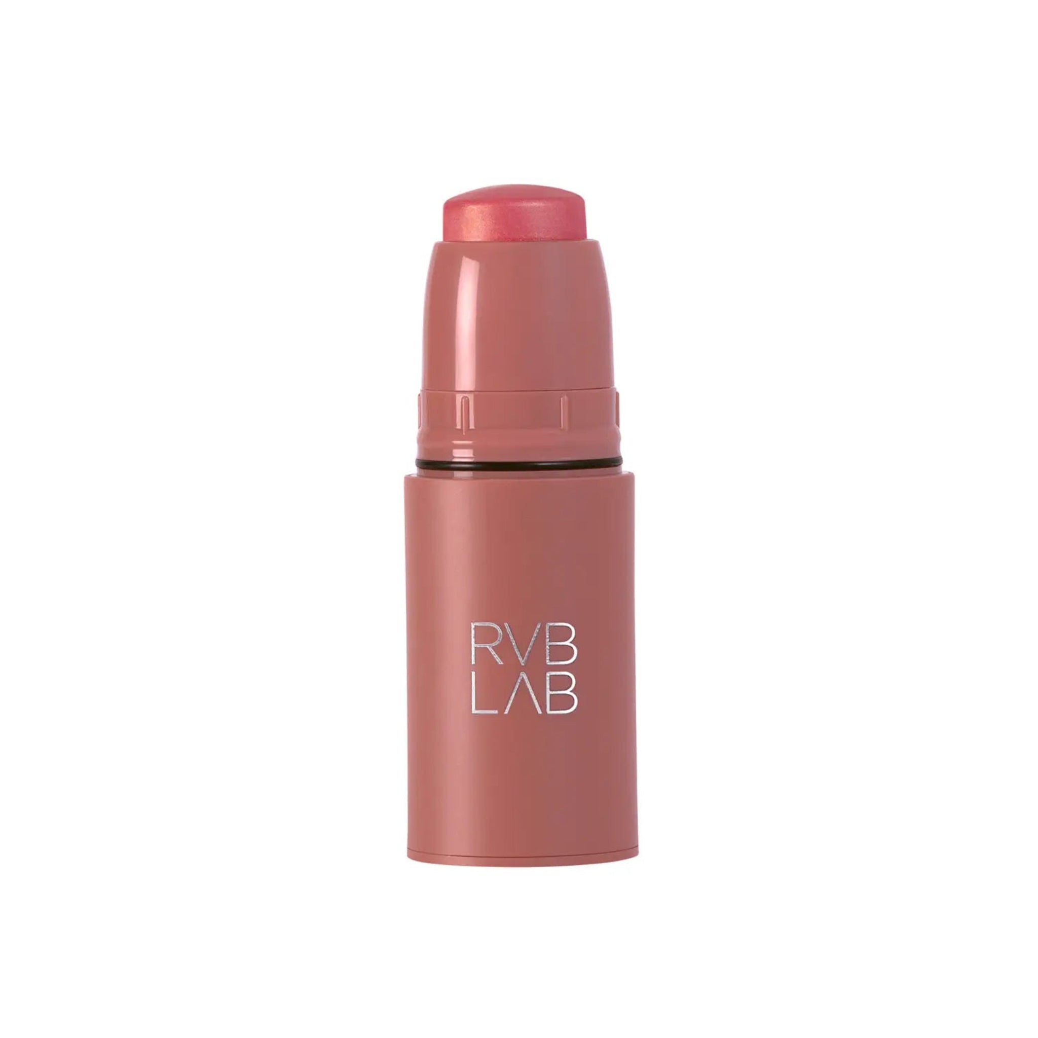 A single cosmetic stick product from RVB LAB, featuring a dusty rose pink casing and a matching pink cap, shown against a solid white background.