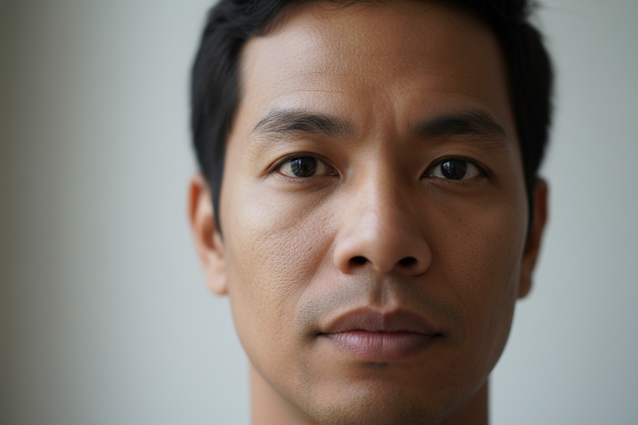 Nærbillede af mand med Fitzpatrick 4 hudtone