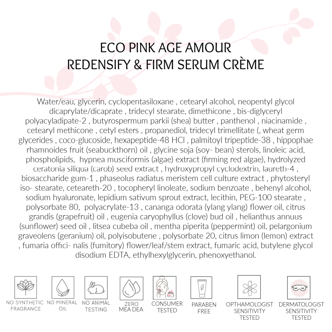 Ansigtscreme til tør, moden hud, ECO Pink Redensify and Firm, Toronto, ON