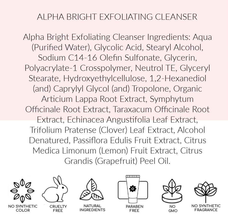  Ingredients  Avenue Alpha Bright Exfoliating Cleanser, Toronto, ON