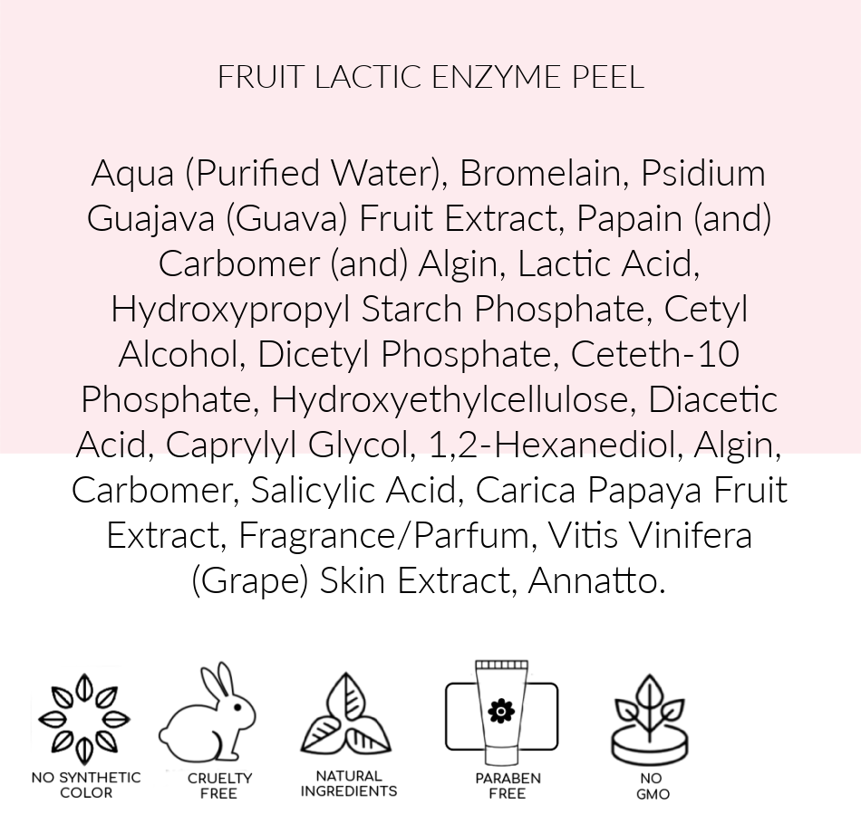 Ingredienser Fruit Lactic Best Enzyme Peel, Fruit Lactic Enzyme Pink Avenue, Toronto ON